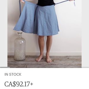 (S) Linen Wrap Skirt, Knee Length Circle Skirt
